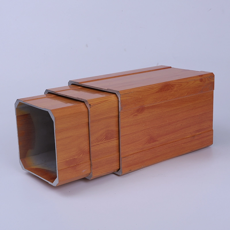 Profilo in alluminio con venature del legno 6063-T6 Tubo quadrato in alluminio con struttura in legno di acero, larice, bambù 1
