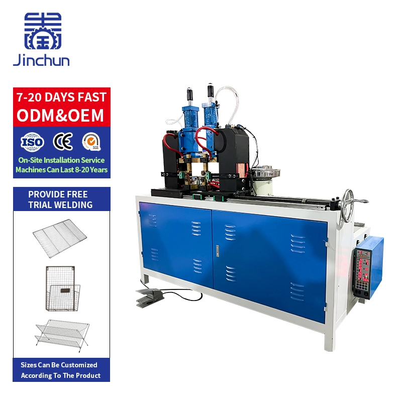 PLC Controlled Dual-Head T-Welding Machine for Wire Mesh Shelving Grids Automatic Feeding 1