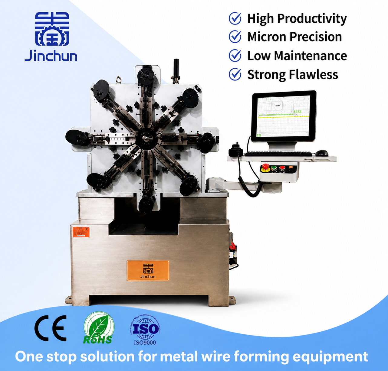 High-Precision Multi-Axis Camless Spring Forming Machine with 8 Servo Drives 2