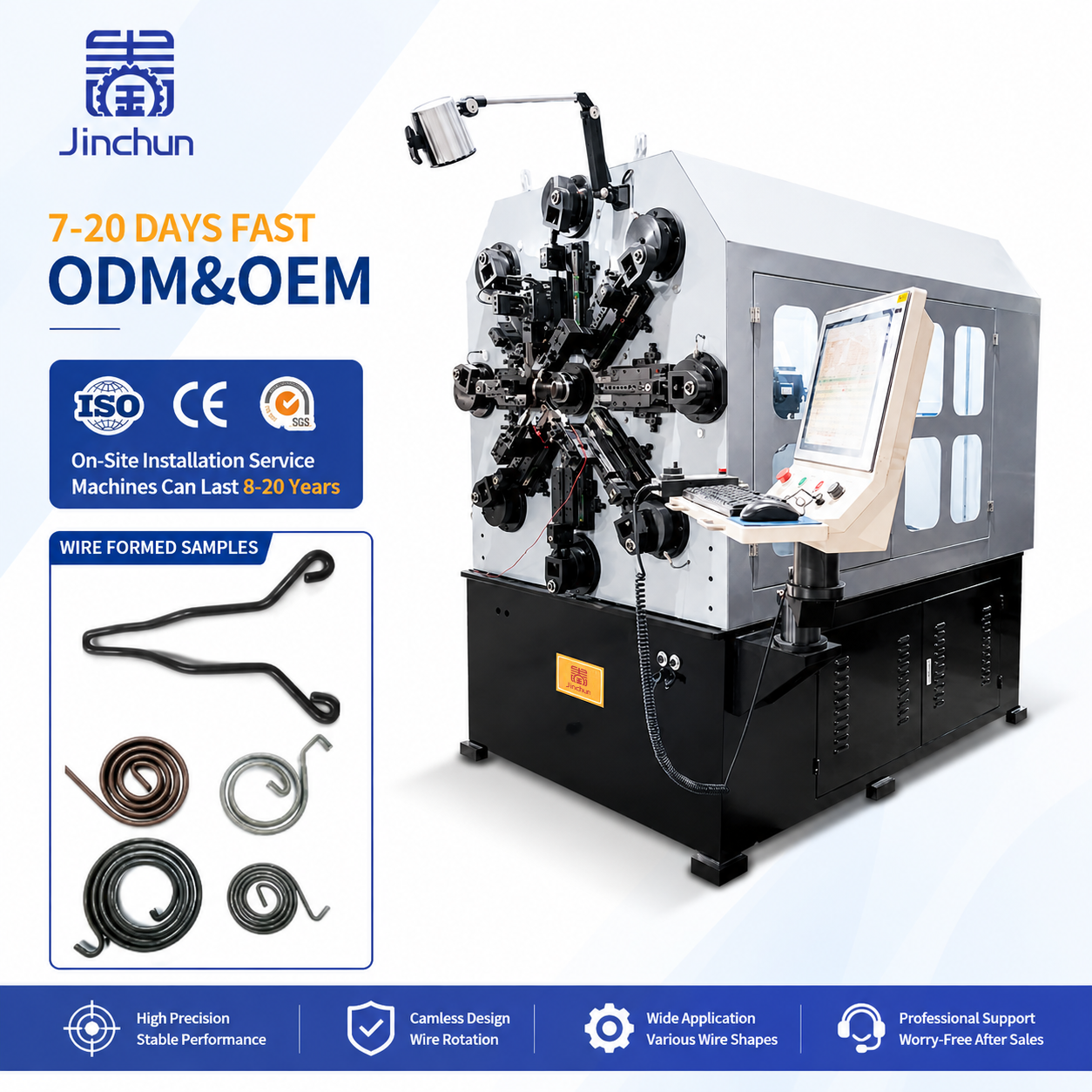 Máquina de conformação de arame sem came de alta velocidade com rotação do arame para formas complexas de arame 3D. 1