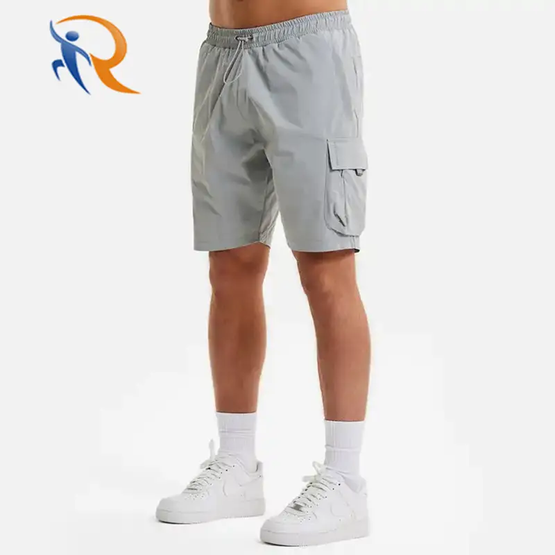 Fashionable Customizable Logo High Waist Elastic Drawstring Side Large Pocket Design Shorts for Men 1
