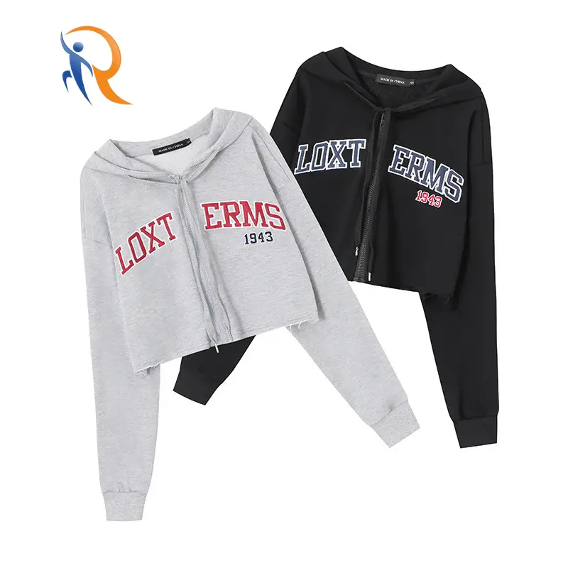 2024 Spring Hot Sale Drawstring Hooded American Retro Letter Embroidered Street Style Hoodie for Women 1