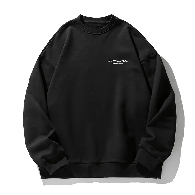 Winter new 350g warm velvet sweatshirt retro ins printed round neck oversize hoodie for men 1