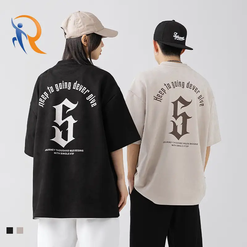 Men's summer new letter printed suede T-shirt trendy brand loose multi-color short sleeves 1