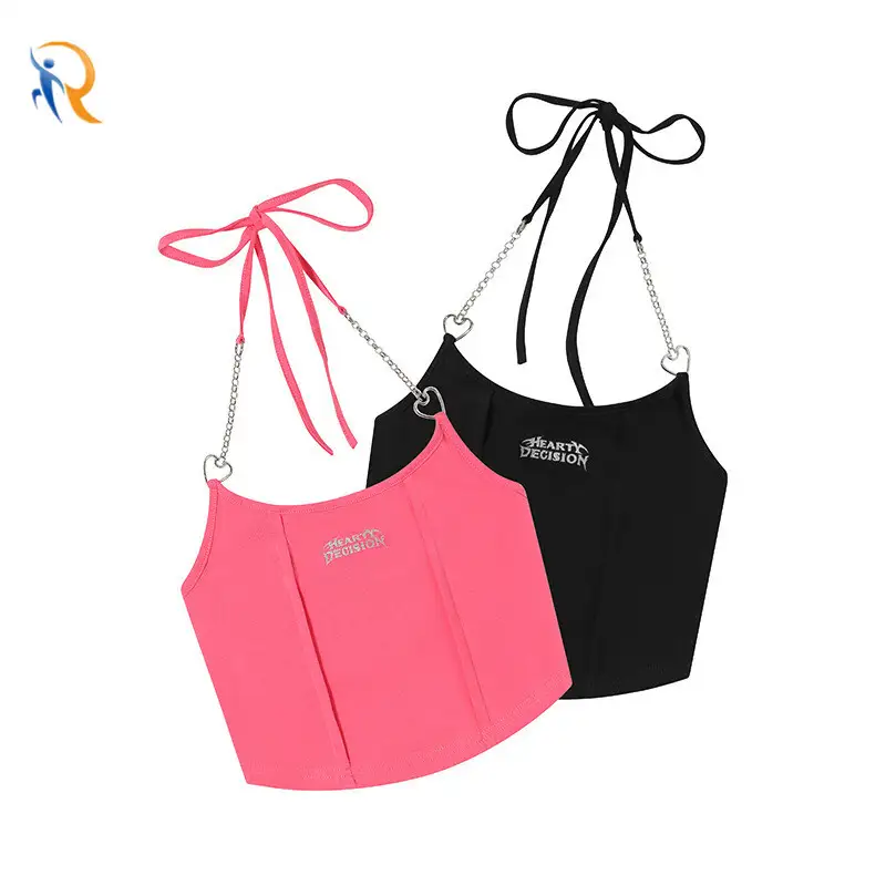2024 Summer New Style Sleeveless Halter Neck Design Fashion Top Sexy Y2K Hot Girl vest 1