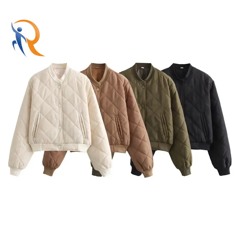 2024 Factory Wholesale Custom Logo Quilted Casual Jacket Fashion Retro Bomber Jacket 1