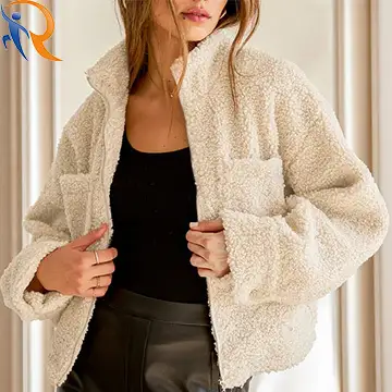 2024 New Arrival Fashion Darest Cream Shearling Jacket Women's  Winter Warmth Polar Fleeces Jacket 1