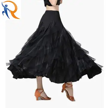 2024 Summer Fashion Women Romantic Stage Performance Black Gauze Dress Dance Dress Daily Travel Vacation Wear Midi Skirt 1
