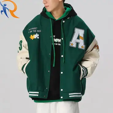 2024 New Stylish  Mens Vintage Letter Starts Emboridery Varisty Patterns Jackets 1