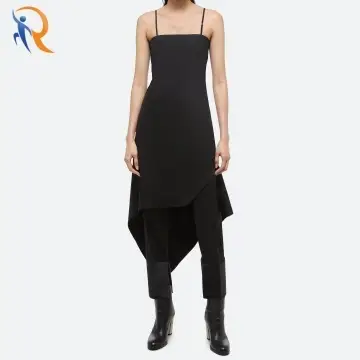 High quality Chin Style Scarf Hem Dress with Black Irregular Hem 1