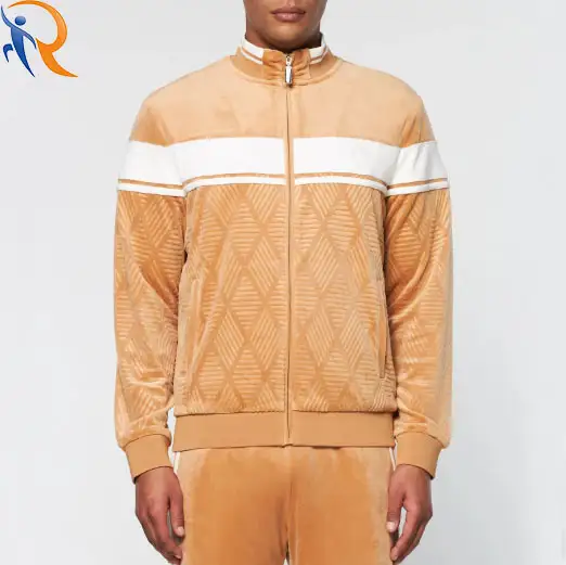 Men's Bossed Velour Zip Up Tack Jacket 1