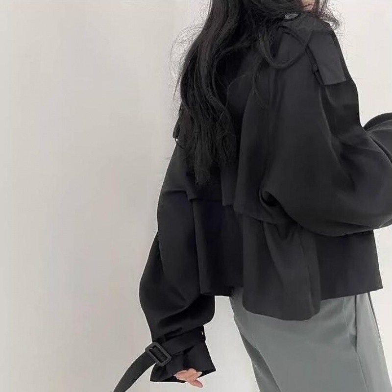 Maillard Personality Scropped  Spring Autumn Loose jacket Casual Slimming Blouse 4