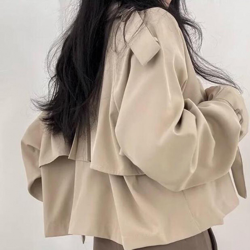 Maillard Personality Scropped  Spring Autumn Loose jacket Casual Slimming Blouse 6