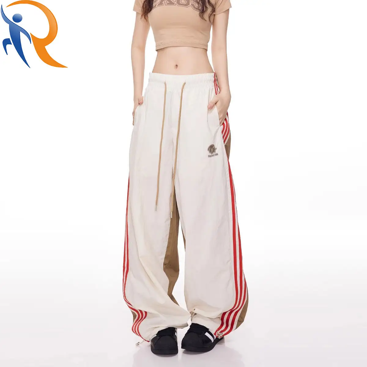 American Hip Hop overalls women spring fall new high street jazz dance pants casual retro straight legs Soprts  pants 1
