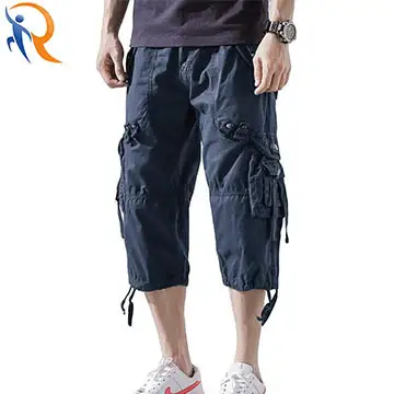 Mens Summer Casul Wear Cargo Shorts Casual Loose Seven Quarter Pants With Pleated Pockets 1