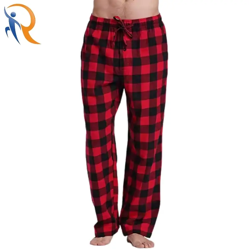 Casual Drawstring Plaid Grid Wide Leg Outdoor Men's Pants-1722395358745698 1