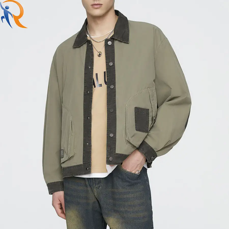 Spring Autumn American Retro New Style Washing Effect Lapel Color 3D Pocket Shirt Loose Coat Casual Jacket 1