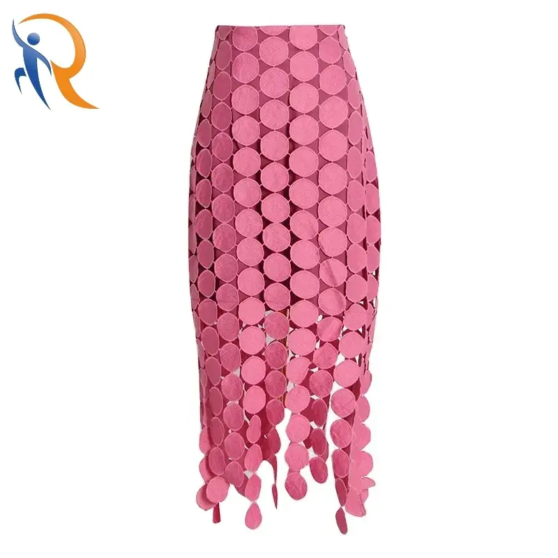 Fashion Hollow Out high Waist Fringe Irregular Skirt Women's Dress 1