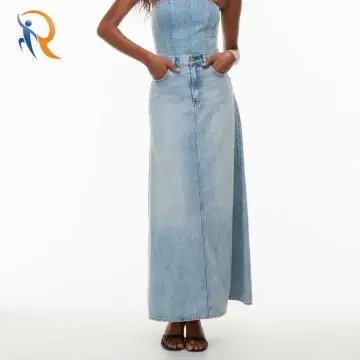 the '90s helena maxi denim skirt High-rise maxi denim skirt 1