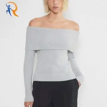 Organic cotton and cashmere off-the-shoulder sweater 1