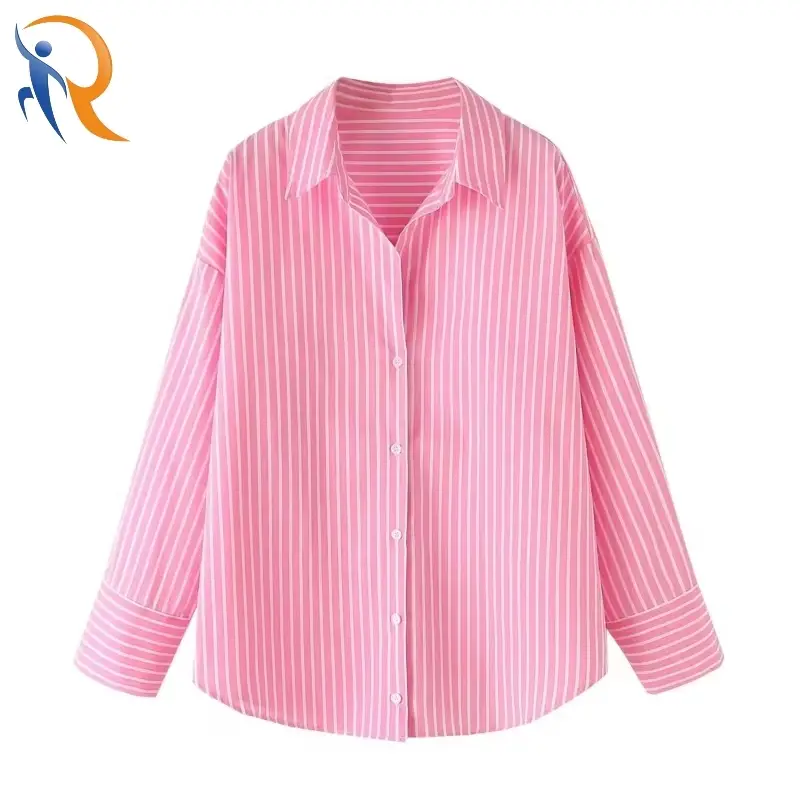 Autumn Casual Fashion Loose Fit Striped Print Shirt 1