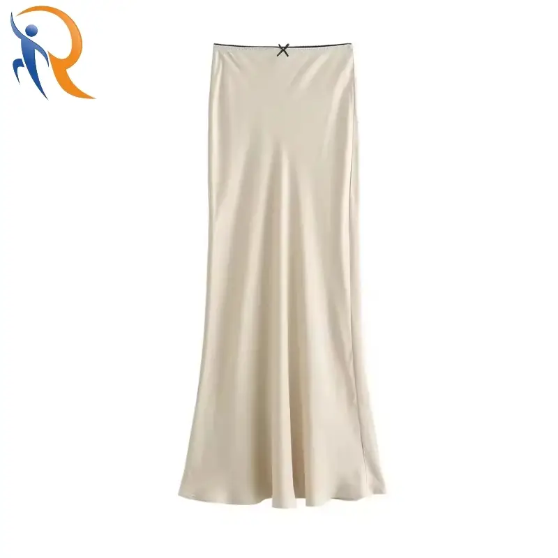 Fashion Bow Lace Slim Fit Satin Mid-Length Skirt 1