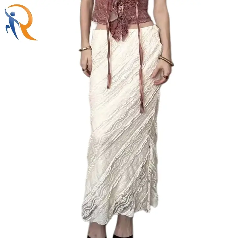Summer Solid Lace Maxi Skirt 1