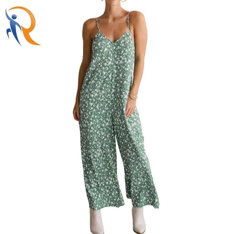 Floral Print Wide Leg Adjustable Spaghetti Strap Jumpsuit 1
