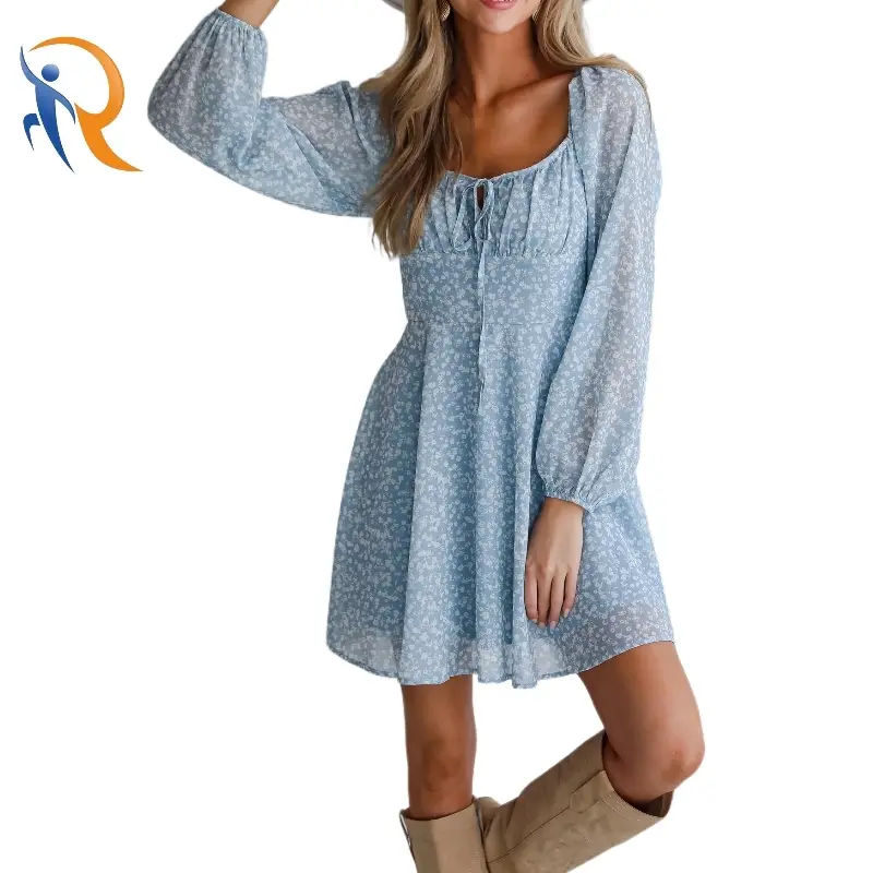 Summer Sweet Long Sleeves Floral Print Dress 1