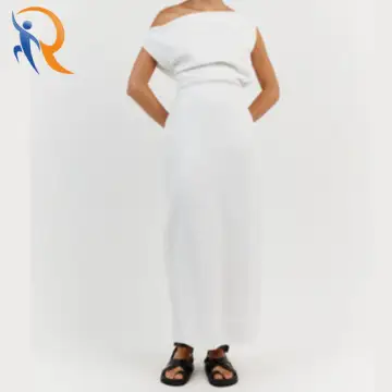 CASS WHITE ASYM LINEN MIDI DRESS 1