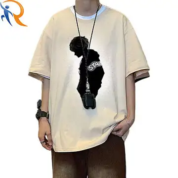 Heavy textured cotton T-shirt men's summer fashion men wear a black short-sleeved top high street half-sleeved T-shirt 1