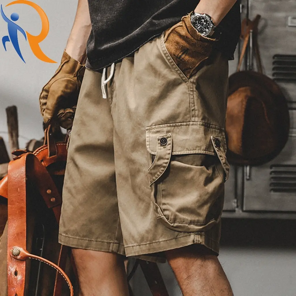 Cargo Shorts American heavy vintage cargo shorts men's summer 2024 new ins trend plus-size casual quarter pants men 1