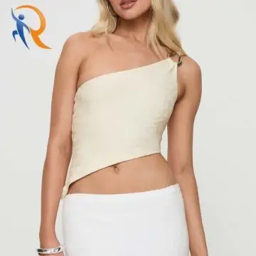 Good stretch fully lined Toomba one shoulder top ivory 1