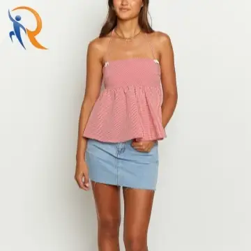 Aspen Red Gingham Halter Top 1