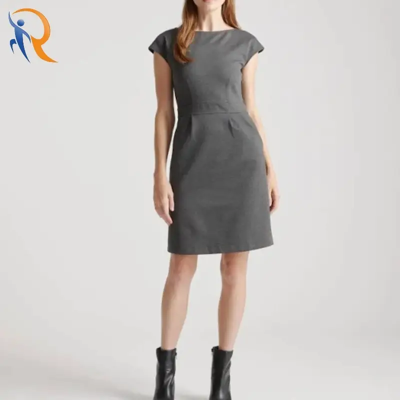 Women Fashion Round Neck Cap Sleeve Dress 1