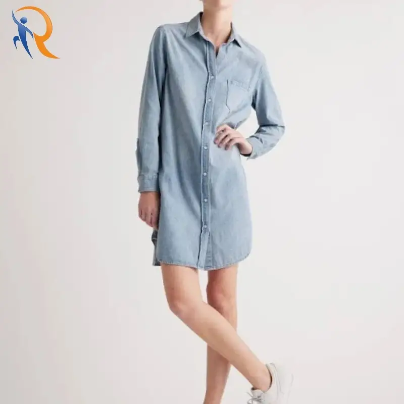 Summer Autumn Washing Denim Shirt Dress 1