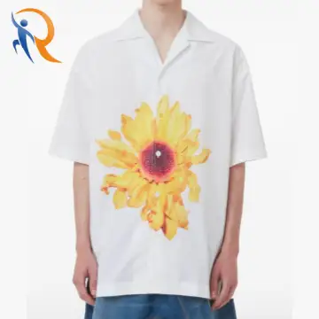 floral-print cotton shirt Cuban collar front button fastening 1