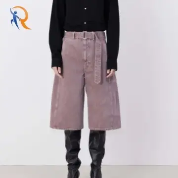 TWISTED BELTED BERMUDA HEAVY SNOWY DENIM 1
