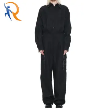 UTILITY BUTTON UP JUMPSUIT IN BLACK 1
