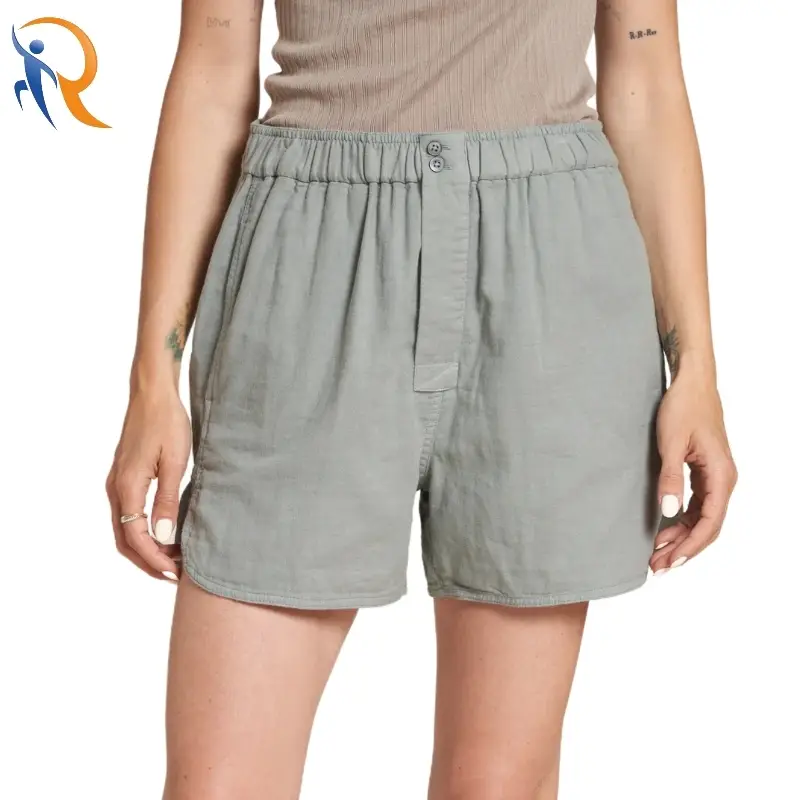 Solid Elastic Waist Side Slit Casual Shorts 1