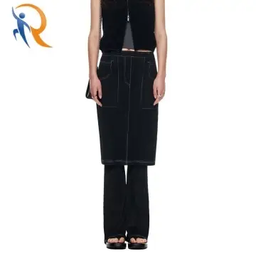 PLEATS STITCH LAYERED SKIRT IN BLACK 1