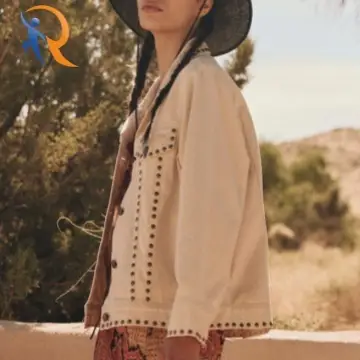 سترة الجينز المترهلة المرصعة ذات الطراز الطبيعي 1
