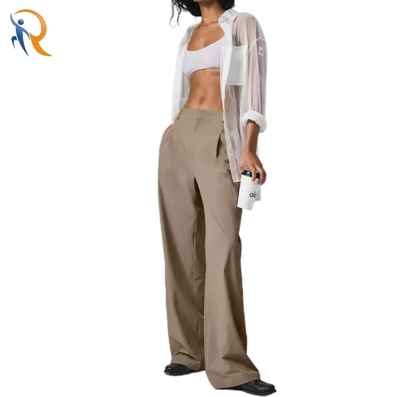 Pleated Straight Wide Trouser Leg Suit Pants 1