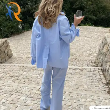 Breezy Shirt Blue Slit in the back with breast pockets 1