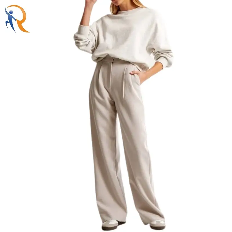 Off-white Pleated Loose Leg Suit Pants 1