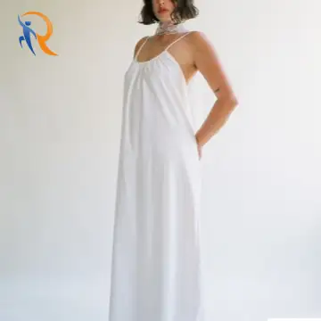 Breezy Dress White Deep low cut back with elastic 1