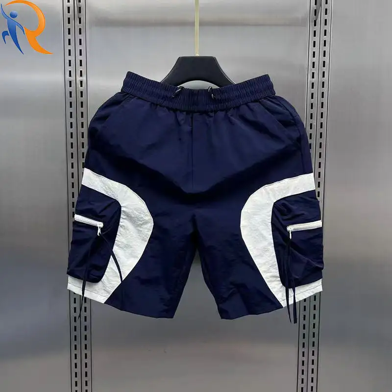 Mens High Quality Vintage Contrast Color Shorts With Pockets 1