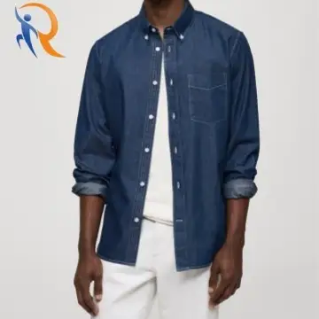Slim-fit chambray cotton shirt Long sleeve with buttoned cuffs 1