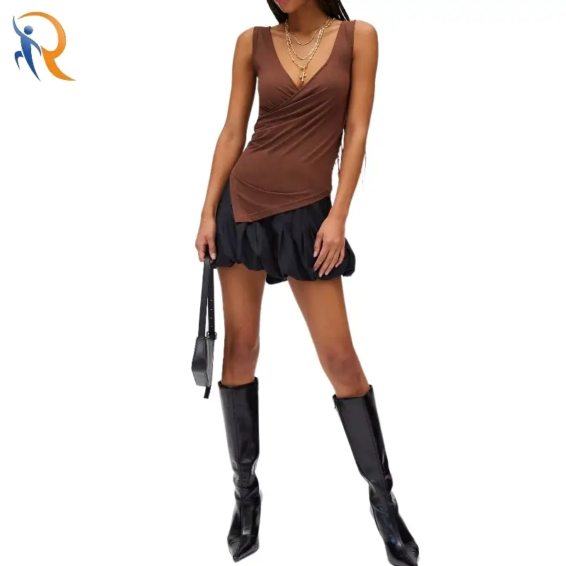 Ruched التفاف الأعلى غير المتماثلة 1