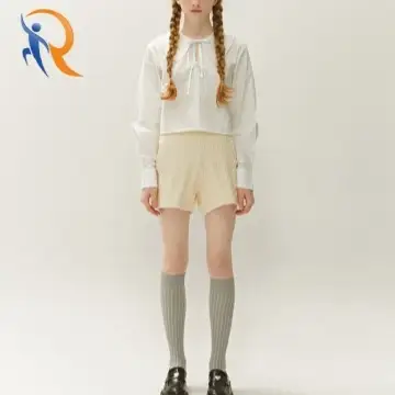 Round Collar Ribbon Blouse in white 1